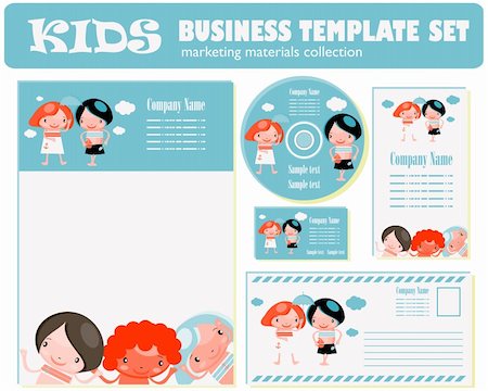package template - Kids Business Template Set Kids Style Corporate Template Stock Photo - Budget Royalty-Free & Subscription, Code: 400-04821434