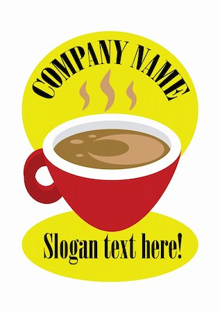 simsearch:400-04261817,k - Coffee Cup Sign Label place for company name and slogan Photographie de stock - Aubaine LD & Abonnement, Code: 400-04821468