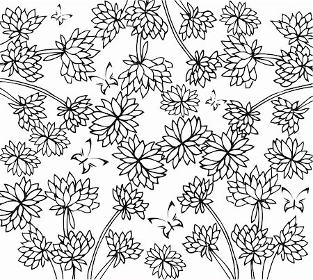 simsearch:400-04677731,k - Floral Monochrome pattern Photographie de stock - Aubaine LD & Abonnement, Code: 400-04821551