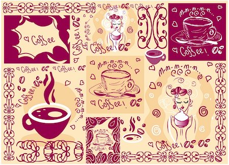 Vector coffee background wallpaper design Stock Photo - Budget Royalty-Free & Subscription, Code: 400-04821585