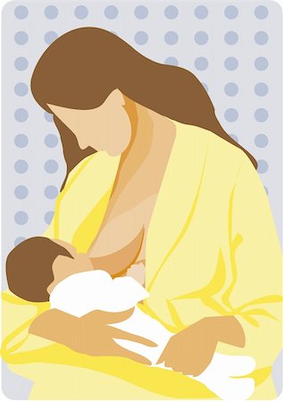 Young Mother nurses the kid, Chest feeding illustration. Motherhood, care of the child, birth icon, emblem. Family seria Stock Photo - Budget Royalty-Free & Subscription, Code: 400-04821643