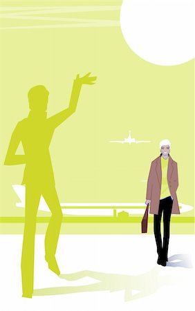 Abstract Vector background - meeting at airport, friendship, business team, guys. Stock Photo - Budget Royalty-Free & Subscription, Code: 400-04821713