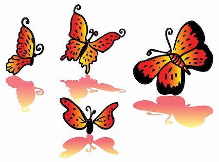simsearch:400-04587179,k - Beautiful fire-colored butterfly set vector cartoon Foto de stock - Super Valor sin royalties y Suscripción, Código: 400-04821720