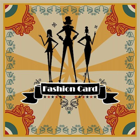 Fashion Woman silhouette card, background, poster retro style Stock Photo - Budget Royalty-Free & Subscription, Code: 400-04821752
