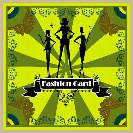 Fashion Woman silhouette card, background, poster retro style Stock Photo - Budget Royalty-Free & Subscription, Code: 400-04821764