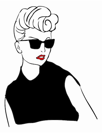 silhouette icon of beautiful woman - sexy retro woman, fashion tattoo lady in sunglasses Stock Photo - Budget Royalty-Free & Subscription, Code: 400-04821805