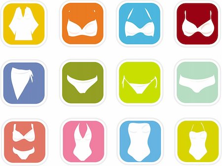 Women's sexy lingerie icons set Stock Photo - Budget Royalty-Free & Subscription, Code: 400-04821831