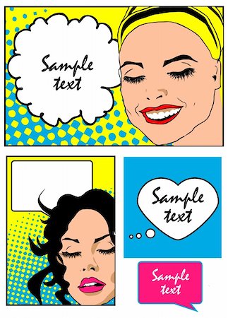 comic banners set Pop Art Vector Illustration of a Woman Foto de stock - Super Valor sin royalties y Suscripción, Código: 400-04822183