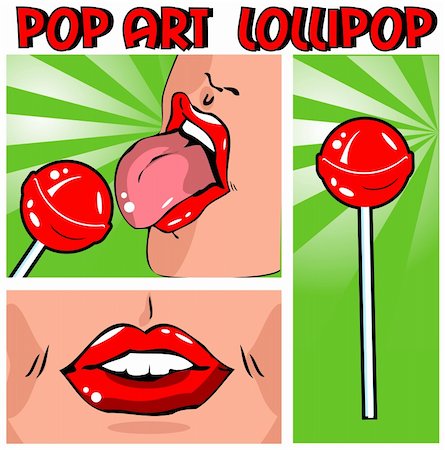 Woman eating lollipop. Licking. Lips Design elements Stockbilder - Microstock & Abonnement, Bildnummer: 400-04822217