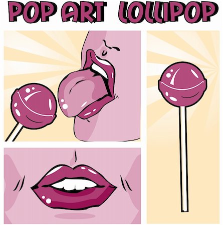 Woman eating lollipop. Licking. Lips Design elements Stockbilder - Microstock & Abonnement, Bildnummer: 400-04822218