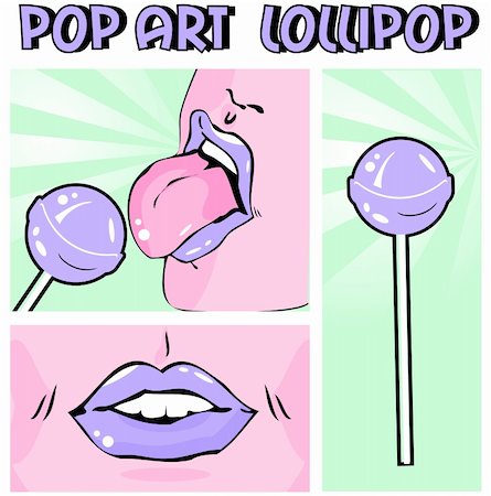 Woman eating lollipop. Licking. Lips Design elements Stockbilder - Microstock & Abonnement, Bildnummer: 400-04822219