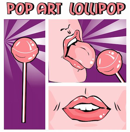 Woman eating lollipop. Licking. Lips Design elements Stockbilder - Microstock & Abonnement, Bildnummer: 400-04822222