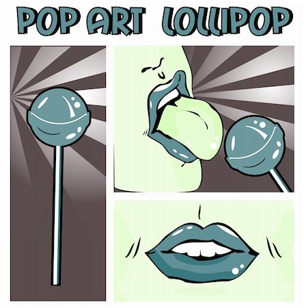 Woman eating lollipop. Licking. Lips Design elements Stockbilder - Microstock & Abonnement, Bildnummer: 400-04822223