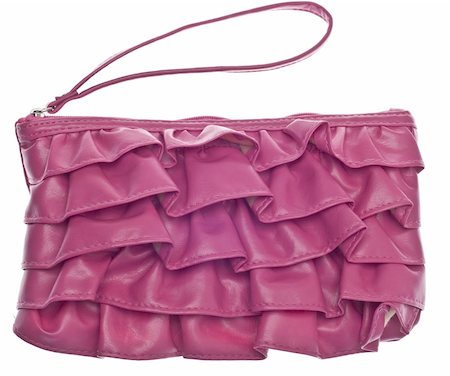 simsearch:400-04755656,k - Pink Ruffled Clutch Purse Isolated on White with a Clipping Path. Stock Photo - Budget Royalty-Free & Subscription, Code: 400-04822291