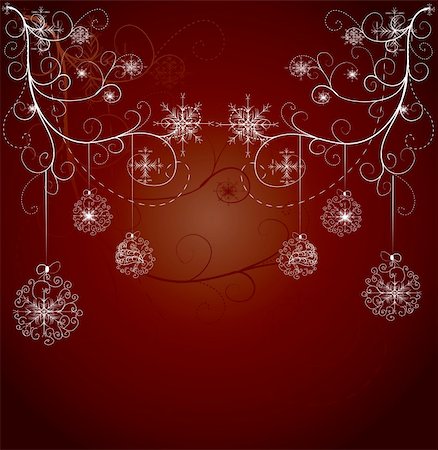 red christmas bulbs - Red xmas card Stock Photo - Budget Royalty-Free & Subscription, Code: 400-04822416