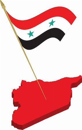 simsearch:400-05071010,k - Vector set containing the syria 3d map and waving flag. Fully scalable vector, every object on different layer Stock Photo - Budget Royalty-Free & Subscription, Code: 400-04822536