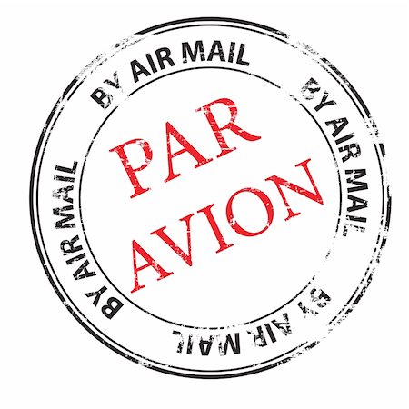 posted - the par avion grunge stamp vector illustration Photographie de stock - Aubaine LD & Abonnement, Code: 400-04822548