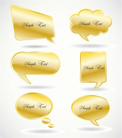 shinn - 3D Golden Speech Bubble that is isolated in white. Vector Stock Photo - Budget Royalty-Free & Subscription, Code: 400-04822540