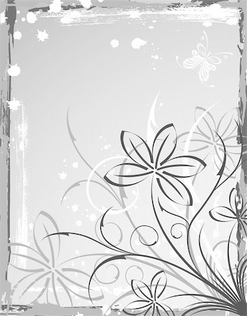 simsearch:400-04869919,k - Grunge floral frame with butterfly, element for design, vector illustration Stock Photo - Budget Royalty-Free & Subscription, Code: 400-04822644