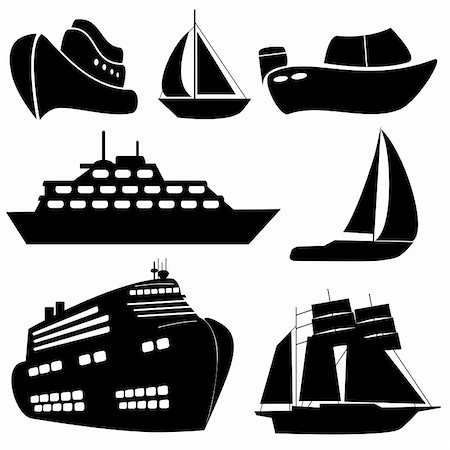 Ships and boats in black Stock Photo - Budget Royalty-Free & Subscription, Code: 400-04822706