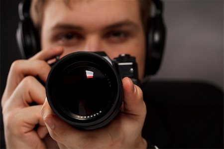 shooting the head with the hand - Spy with camera. Stock Photo - Budget Royalty-Free & Subscription, Code: 400-04822786