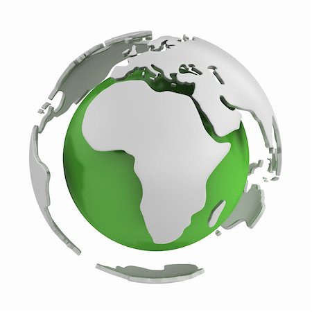 simsearch:400-04774467,k - Abstract green globe, Africa part isolated on white background Fotografie stock - Microstock e Abbonamento, Codice: 400-04822807