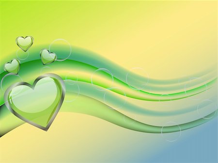 simsearch:400-04745515,k - illustration of green glass hearts on colorful waves Foto de stock - Super Valor sin royalties y Suscripción, Código: 400-04822881