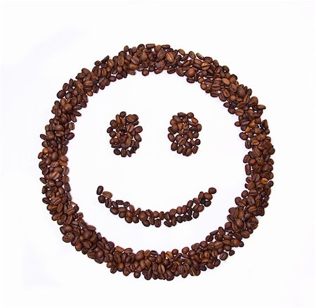 Smile shaped coffee beans isolated on white background Stock Photo - Budget Royalty-Free & Subscription, Code: 400-04822910