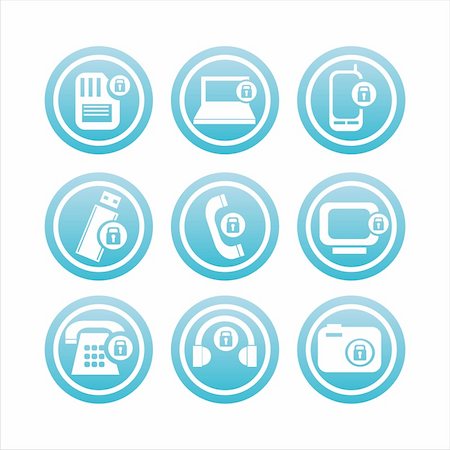 set of 9 technology with locks signs Stock Photo - Budget Royalty-Free & Subscription, Code: 400-04823168