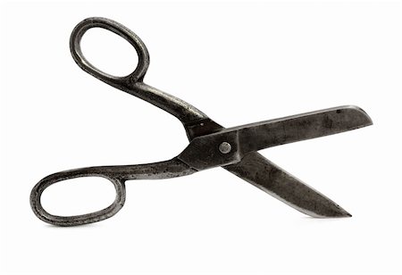 simsearch:400-05208356,k - Open old iron tailors pair of scissors  isolated on white Foto de stock - Super Valor sin royalties y Suscripción, Código: 400-04823236