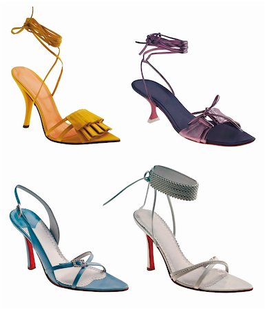 slingback shoe - Four different women sandal isolated on white Stock Photo - Budget Royalty-Free & Subscription, Code: 400-04823320