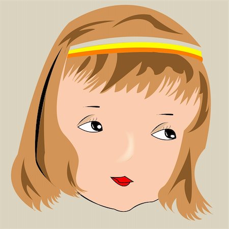 beautiful girl face, vector art illustration, more drawings in my gallery Stock Photo - Budget Royalty-Free & Subscription, Code: 400-04823358