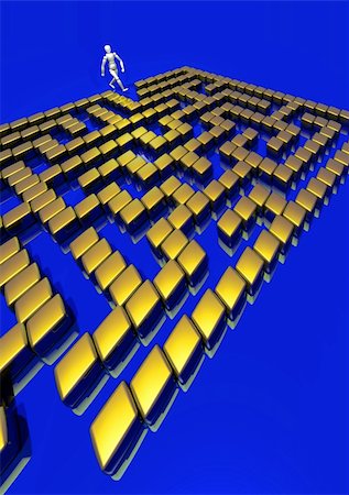 Find way out from that Golden 3D maze Stock Photo - Budget Royalty-Free & Subscription, Code: 400-04823438