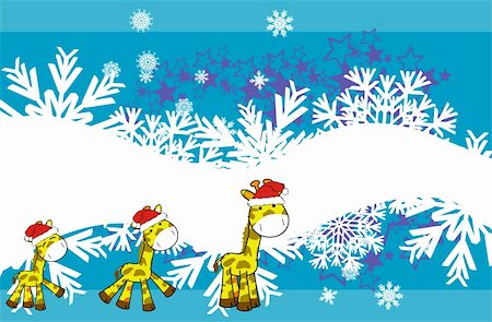 giraffe cartoon xmas background   in vector format Stock Photo - Budget Royalty-Free & Subscription, Code: 400-04823502