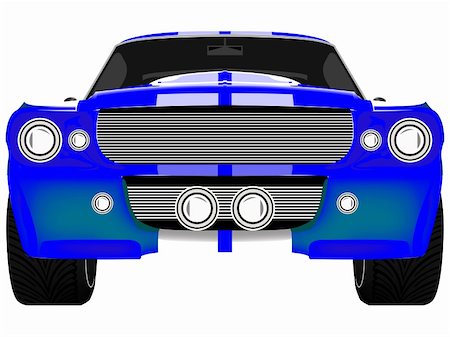 blue sport car front isolated on white, abstract art illustration Stock Photo - Budget Royalty-Free & Subscription, Code: 400-04823598
