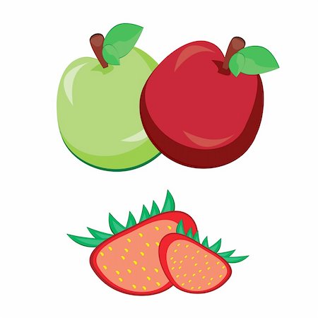 simsearch:400-04727937,k - Illustration of healthy fresh fruit. Apple with strawberry Stockbilder - Microstock & Abonnement, Bildnummer: 400-04823932