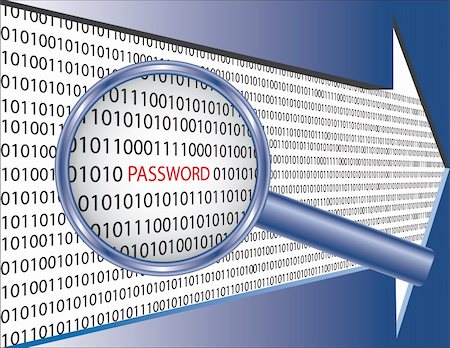 simsearch:400-07498404,k - Binary code and word "password" under magnifier glass. Software security concept image. Fotografie stock - Microstock e Abbonamento, Codice: 400-04834043