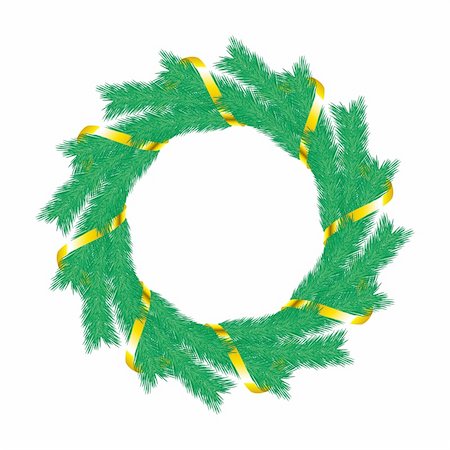 simsearch:400-04546543,k - Christmas wreath. Isolated illustration  on white background Foto de stock - Royalty-Free Super Valor e Assinatura, Número: 400-04834092