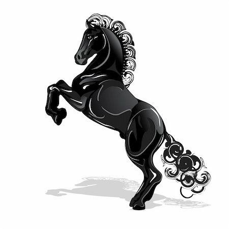 equitation - abstract illustration, black horse on white background Foto de stock - Super Valor sin royalties y Suscripción, Código: 400-04834194