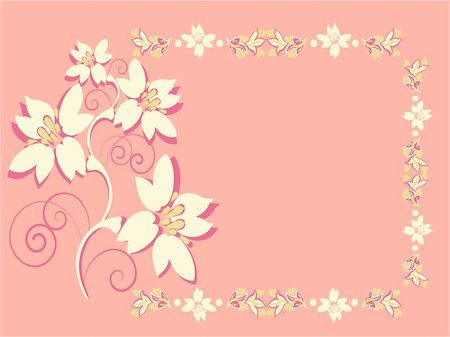 decorative pink flowers frame Foto de stock - Royalty-Free Super Valor e Assinatura, Número: 400-04834199