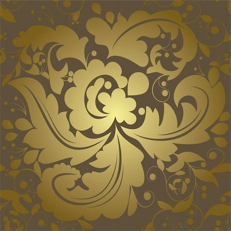 Seamless swirls and leafs pattern Foto de stock - Royalty-Free Super Valor e Assinatura, Número: 400-04834215