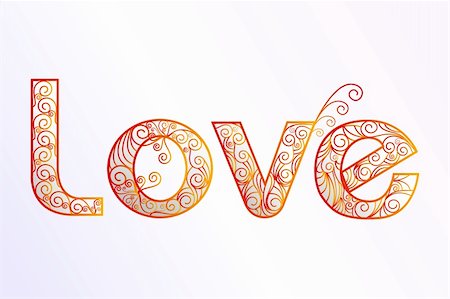 simsearch:400-05711290,k - illustration of floral love text on white background Stock Photo - Budget Royalty-Free & Subscription, Code: 400-04834376