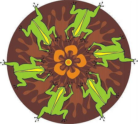 frog graphics - Green frogs became circle on a flower Foto de stock - Super Valor sin royalties y Suscripción, Código: 400-04834391
