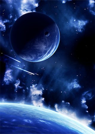 simsearch:400-04363086,k - A beautiful space scene with planets and nebula Stockbilder - Microstock & Abonnement, Bildnummer: 400-04834474
