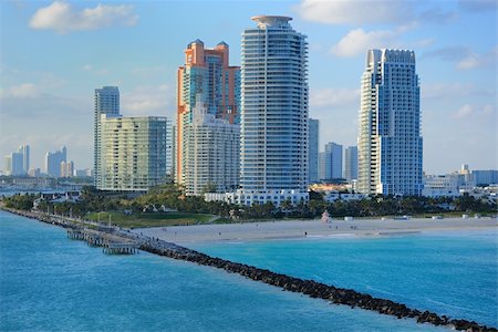Skyline of luxury high rise apartments on South Beach in Miami, Florida. Stock Photo - Budget Royalty-Free & Subscription, Code: 400-04834559