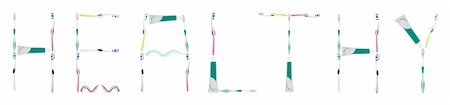 simsearch:400-04834843,k - Healthy word made of toothbrushes and toothpaste Stock Photo - Budget Royalty-Free & Subscription, Code: 400-04834845