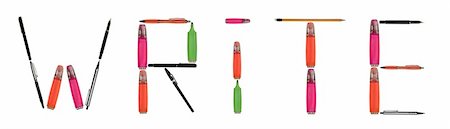 simsearch:400-04834843,k - Write word made of different type of writing tools Stock Photo - Budget Royalty-Free & Subscription, Code: 400-04834868