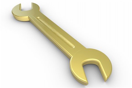 simsearch:400-06080433,k - 3D golden wrench on white Foto de stock - Super Valor sin royalties y Suscripción, Código: 400-04834961