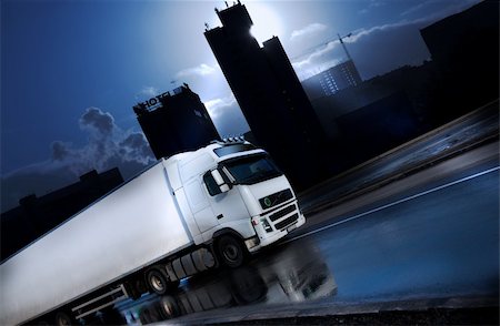 semi truck on highway image - white truck in a city Stock Photo - Budget Royalty-Free & Subscription, Code: 400-04834998