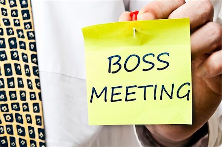 simsearch:400-04332823,k - Boss meeting post it in business man hand Foto de stock - Royalty-Free Super Valor e Assinatura, Número: 400-04835076